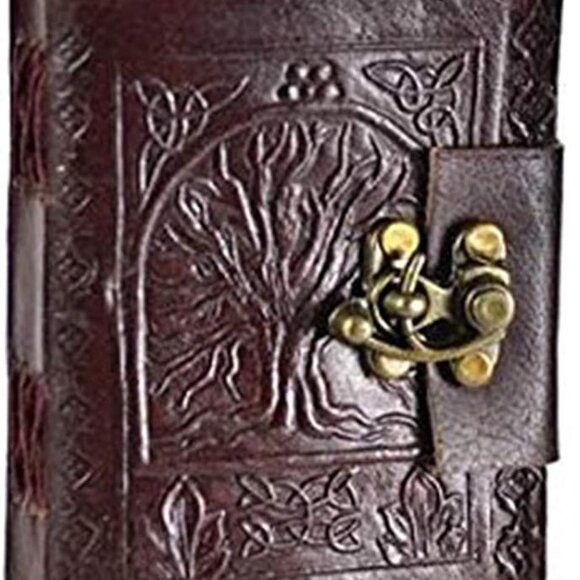 Leather Celtic Tree of Life Book of Shadows Blank Spell Book Wicca - Picture 1 of 8